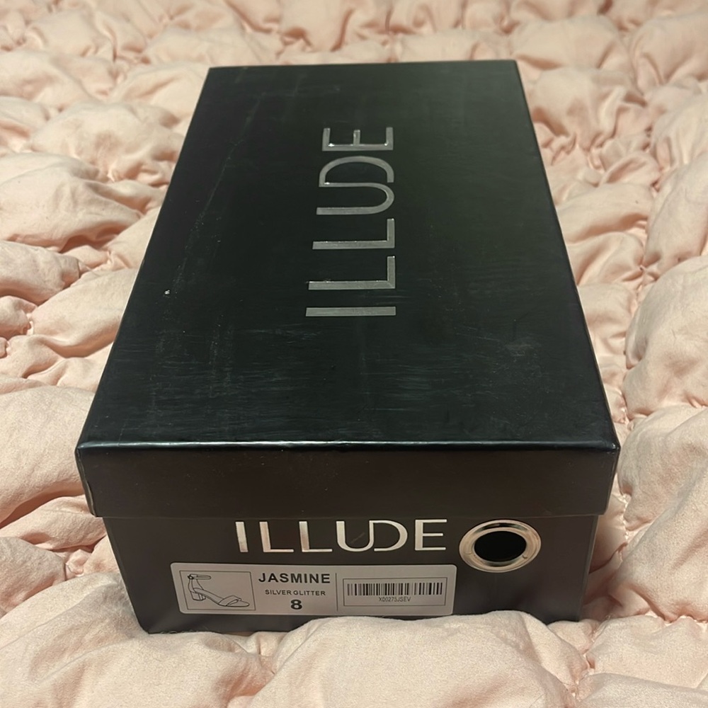 Silver Illude heels size 8. Never worn, perfect condition brand new.
